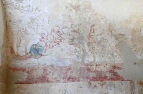 Im Johanneschor des karolingischen Westwerks brachten Künstler vor mehr als 1100 Jahren die Geschichte des griechischen Helden Odysseus als Malereizyklus an die Wände. Das antike Motiv hat sich fragmentarisch erhalten. 